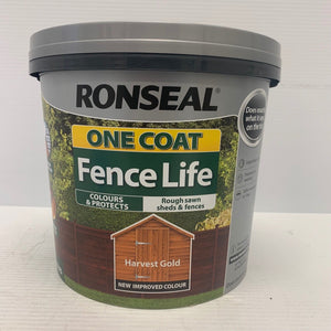 Ronseal 5L One Coat Fence Life Quick Dry Garden Shed & Fence Paint All Colours