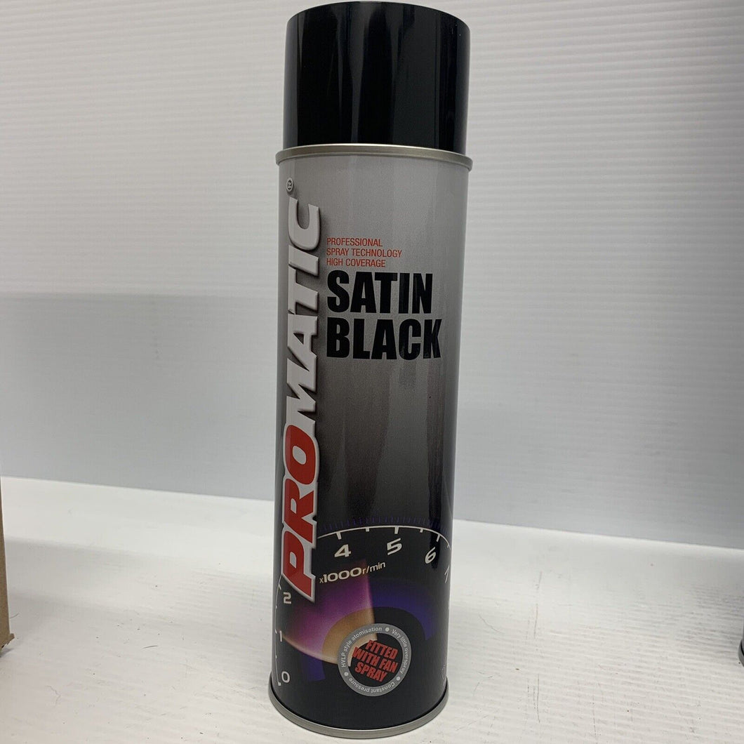 1 X PROMATIC SATIN BLACK AEROSOL SB500 500ML - TRADE SPRAY TOPCOAT