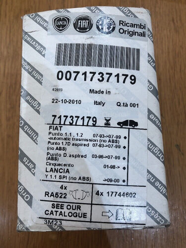 Genuine Fiat Punto Front Brake Pads Part No. 71737179
