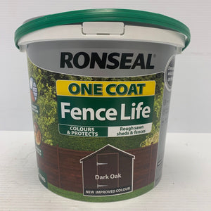 Ronseal 5L One Coat Fence Life Quick Dry Garden Shed & Fence Paint All Colours