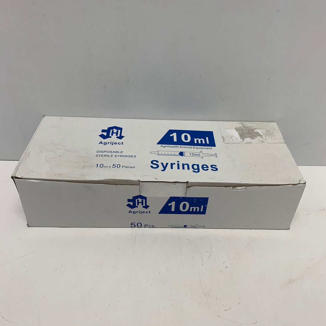 Agriject Sterile Syringe Luer Slip10ml x 50  Syringes