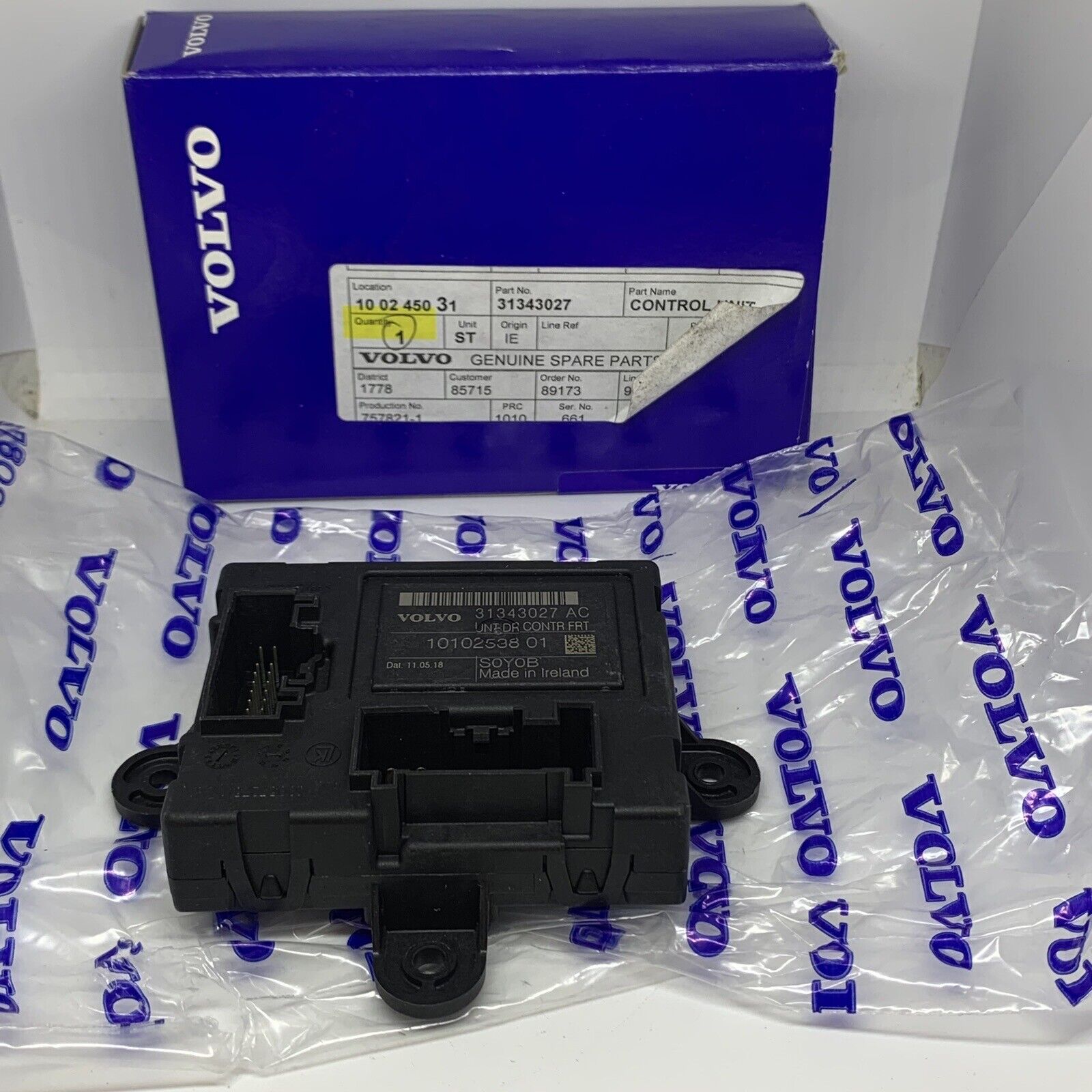 Genuine Volvo 31343027 CONTROL UNIT – Genuine Parts Ltd